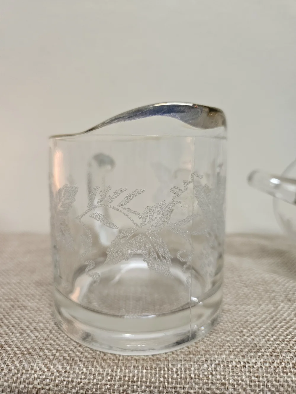 1940's Bartlett Collins‎ Glass Creamer and Sugar Set with Gold Rim